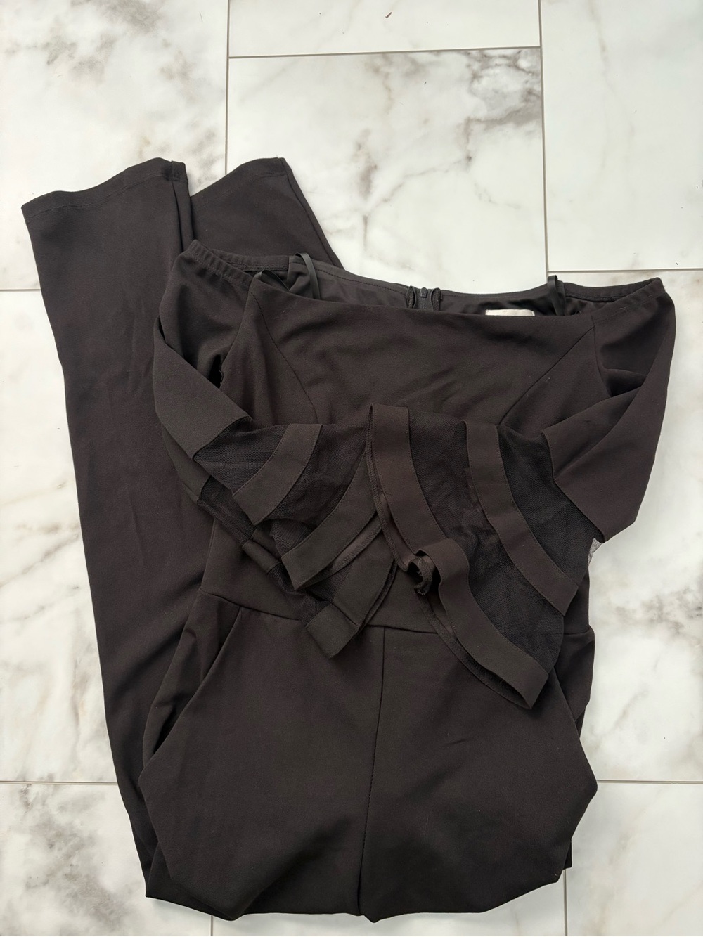 Premier Black Off-Shoulder Ruffle Jumpsuit